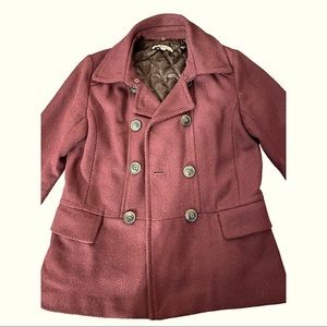 GAP wool blend plum pea coat Size W S